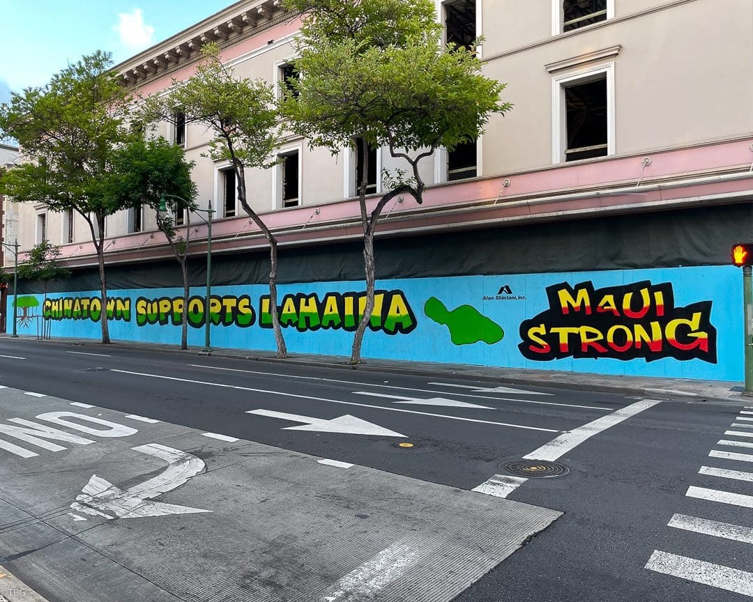 Picture Chinatown Mural Maui Strong supporting Lahaina